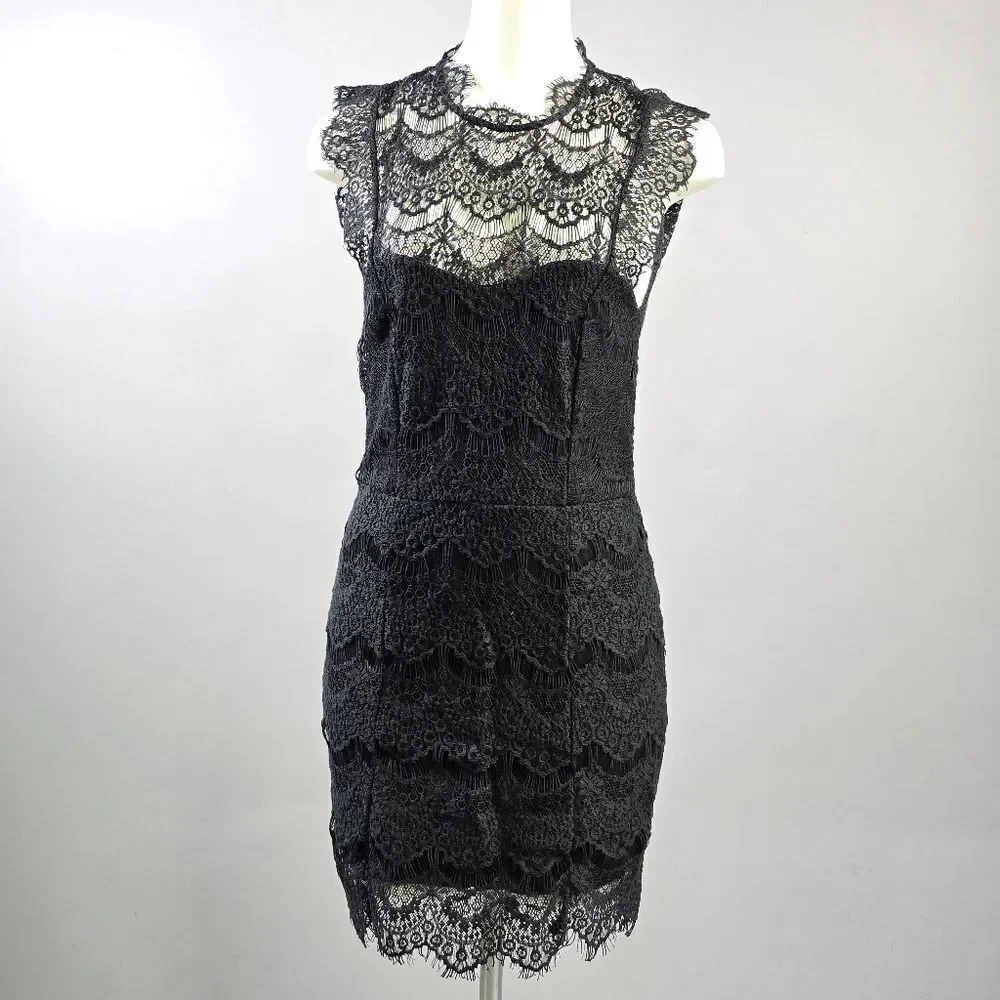 Free People Black Lace Mini Dress (Rack8)